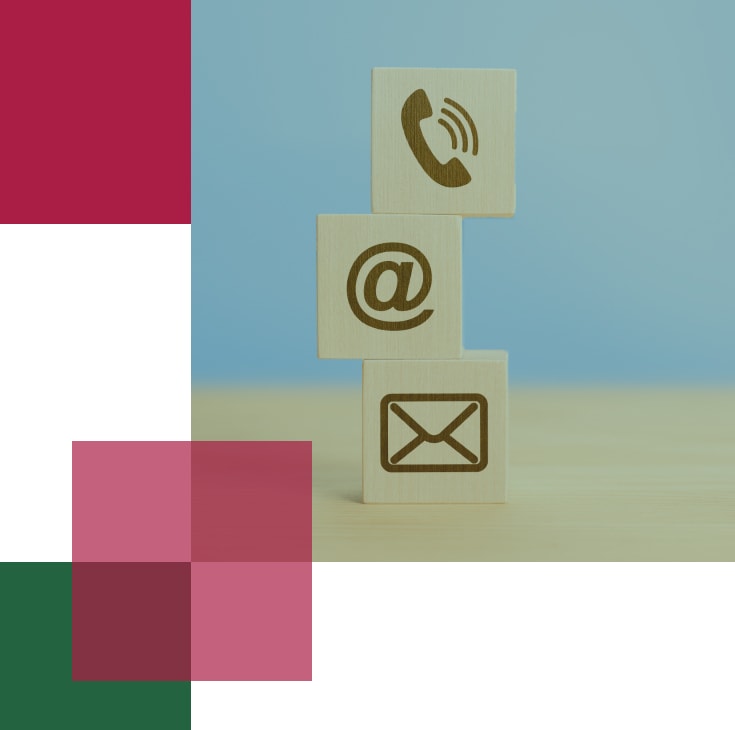 Kapcsolat - A képen elérhetőségi ikonok láthatóak.